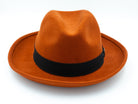Orangebearstl Fedora Hat in red brick color back
