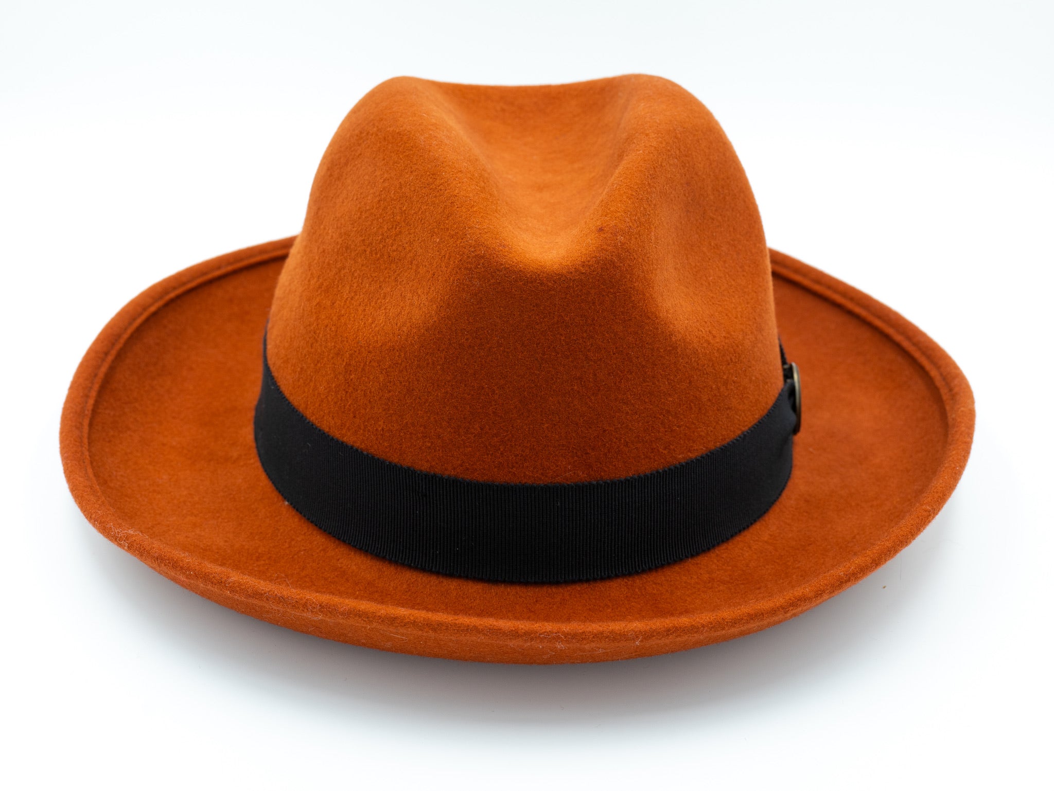 Orangebearstl Fedora Hat in red brick color back