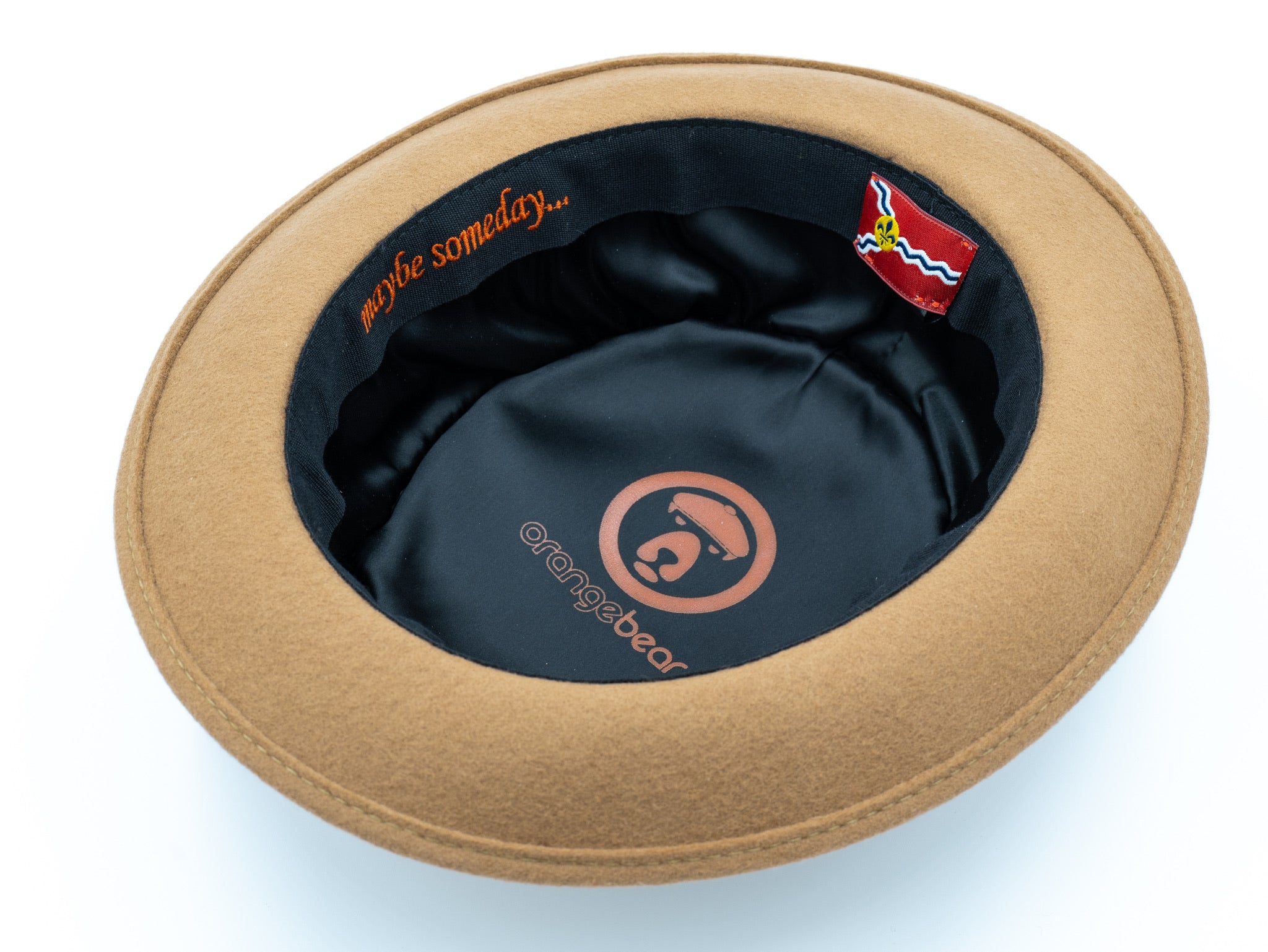 OrangebearSTL Porkpie hat in Camel color  inside