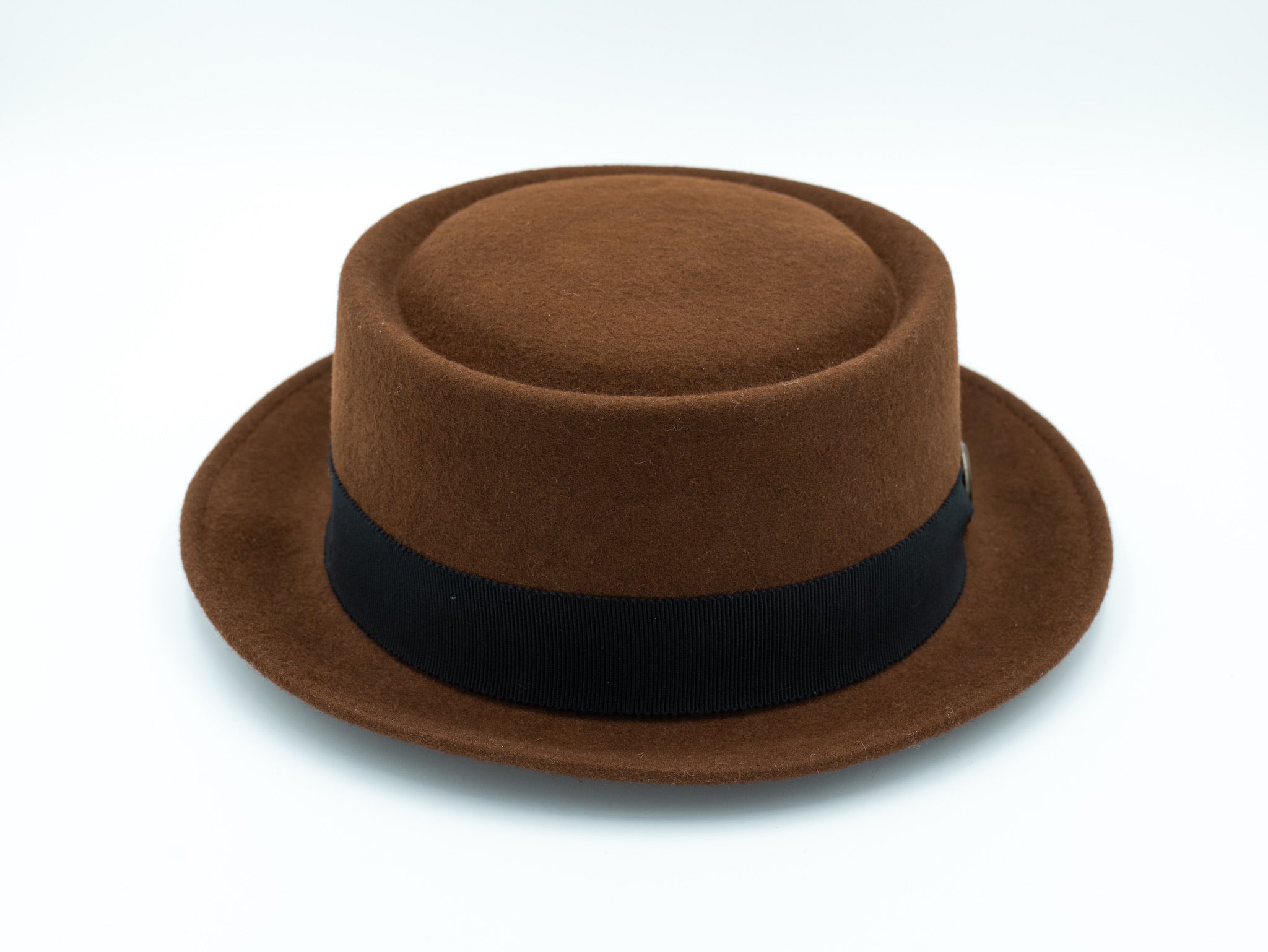 OrangebearSTL Porkpie hat in chocolate color back