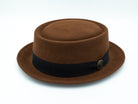 OrangebearSTL Porkpie hat in chocolate color side