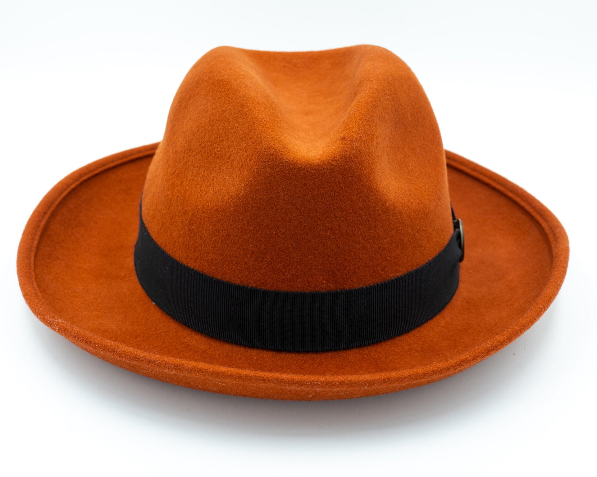 Orangebearstl Fedora Hat in red brick color back