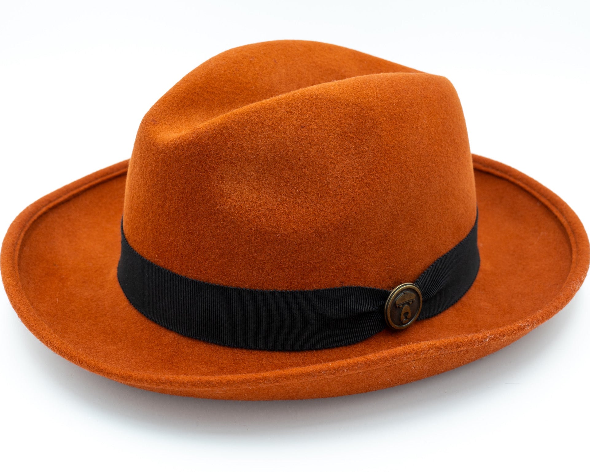 Orangebearstl Fedora Hat in red brick color side