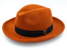 Orangebearstl Fedora Hat in red brick color side