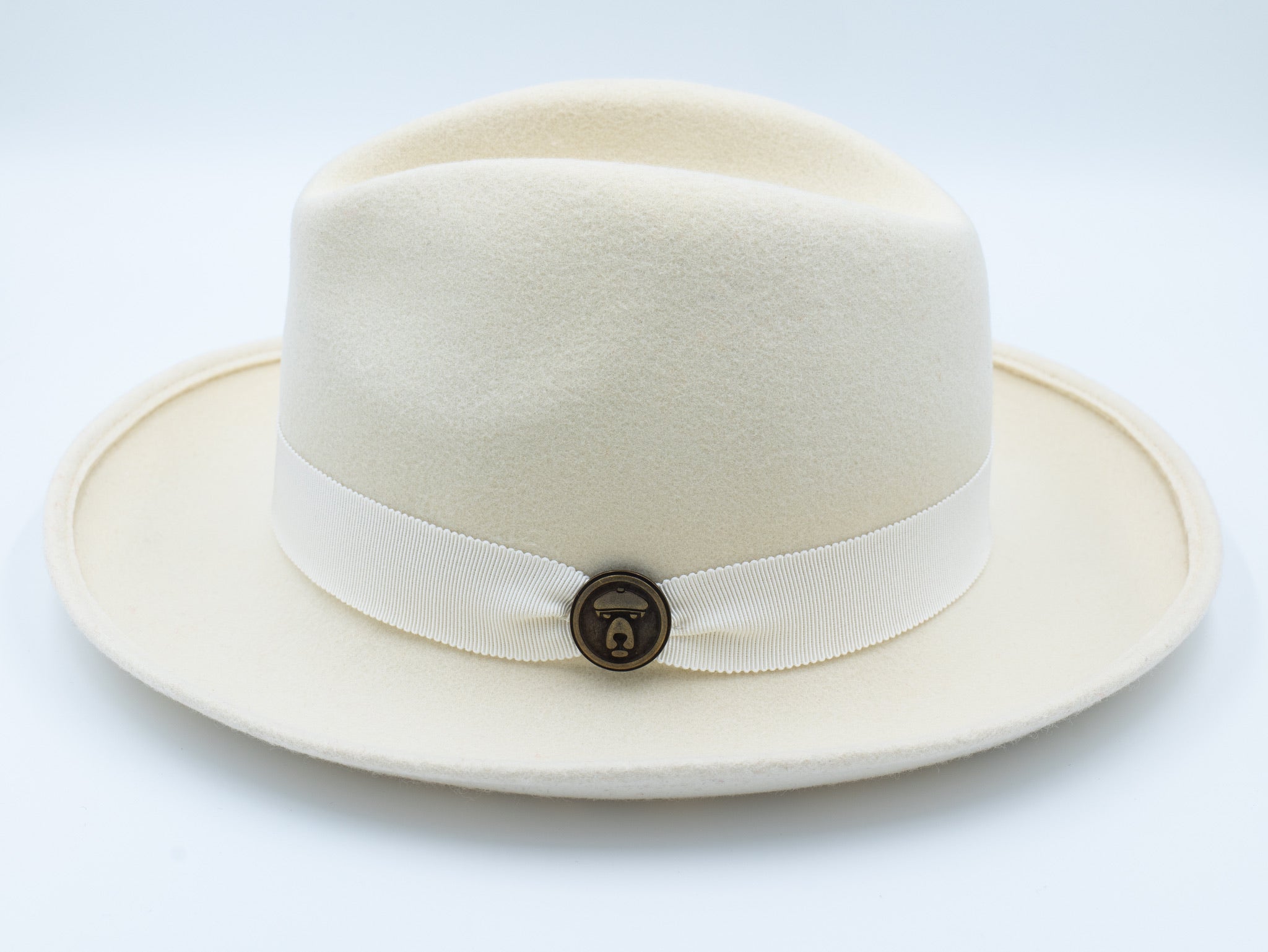 OrangebearSTL fedora Hat in white front